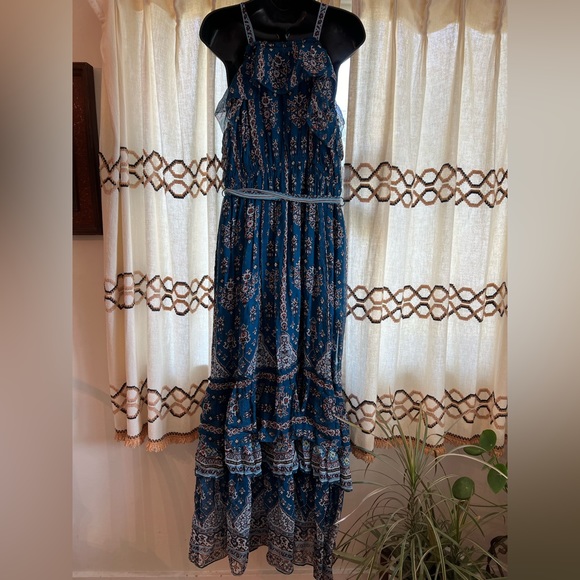 Anthropologie Sasha ruffled maxi dress💙🤍🩵 - Picture 3 of 13